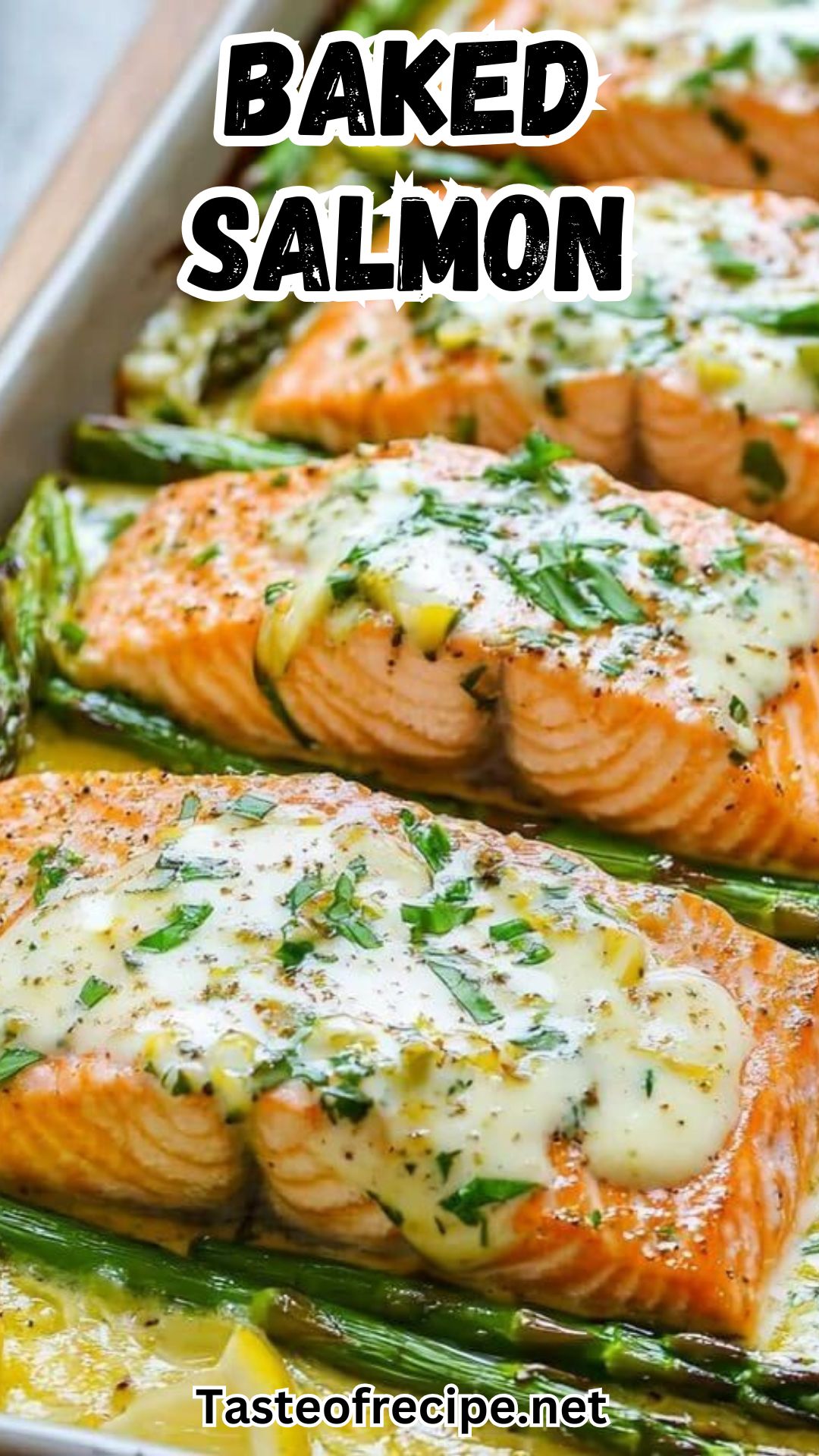 Baked Salmon with Asparagus, Lemon, Garlic and Butter Sauce Baked Salmon with Asparagus, Lemon, Garlic and Butter Sauce