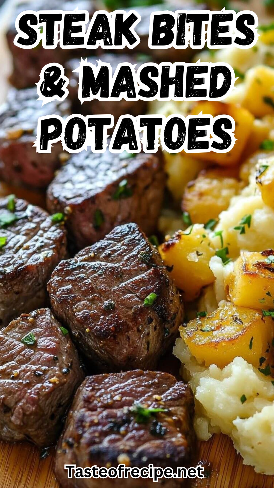 Garlic Butter Steak Bites and Cheesy Smashed Potatoes Garlic Butter Steak Bites and Cheesy Smashed Potatoes