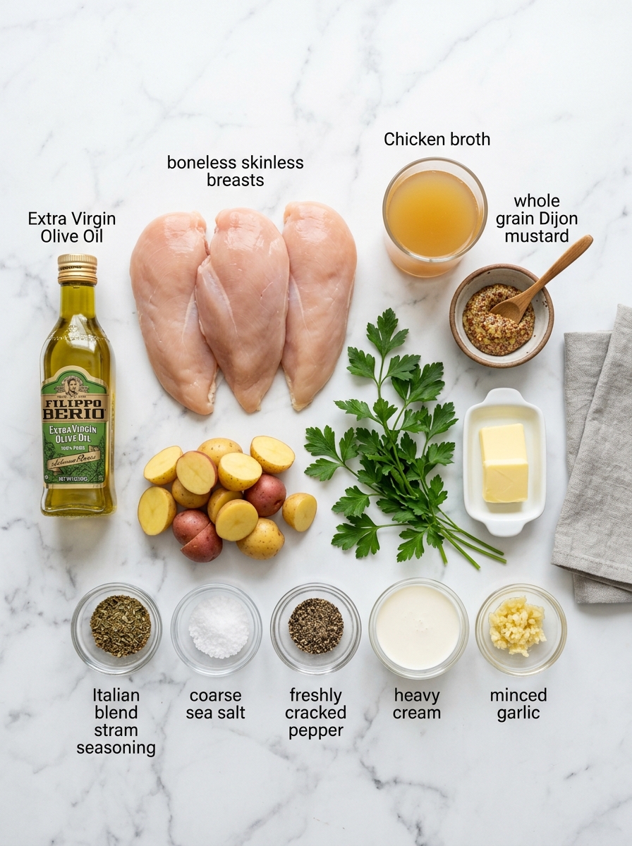 Chicken and Potatoes with Dijon Cream Sauce 11 Chicken and Potatoes with Dijon Cream Sauce