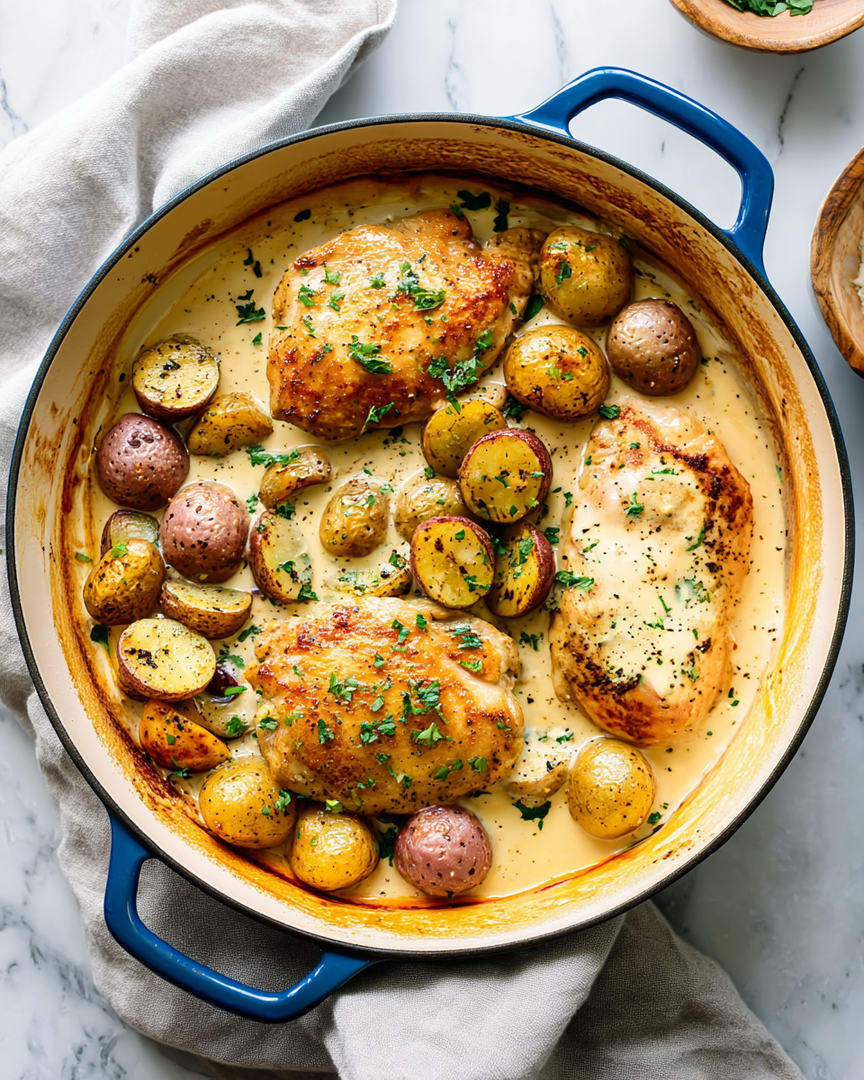 Chicken and Potatoes with Dijon Cream Sauce 10 Chicken and Potatoes with Dijon Cream Sauce