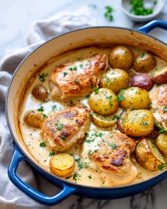 Chicken and Potatoes with Dijon Cream Sauce