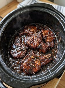 Slow Cooker Stout Glazed Pork Chops