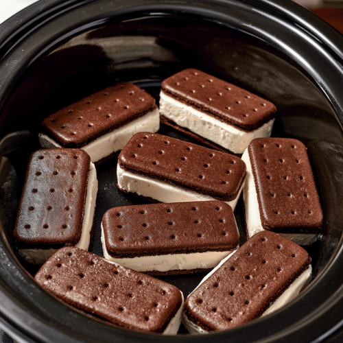 3-Ingredient Slow Cooker Ice Cream Sandwich Dessert 6 3-Ingredient Slow Cooker Ice Cream Sandwich Dessert