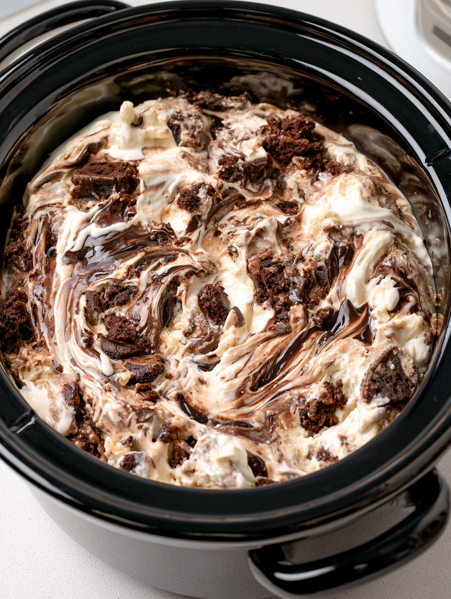 3-Ingredient Slow Cooker Ice Cream Sandwich Dessert 5 3-Ingredient Slow Cooker Ice Cream Sandwich Dessert