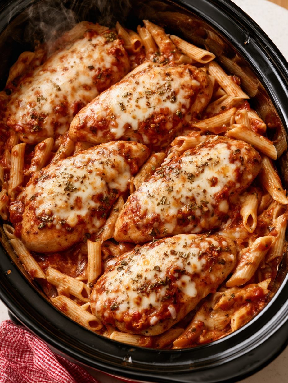 5-Ingredient Slow Cooker Chicken Parmesan Penne 5 5-Ingredient Slow Cooker Chicken Parmesan Penne