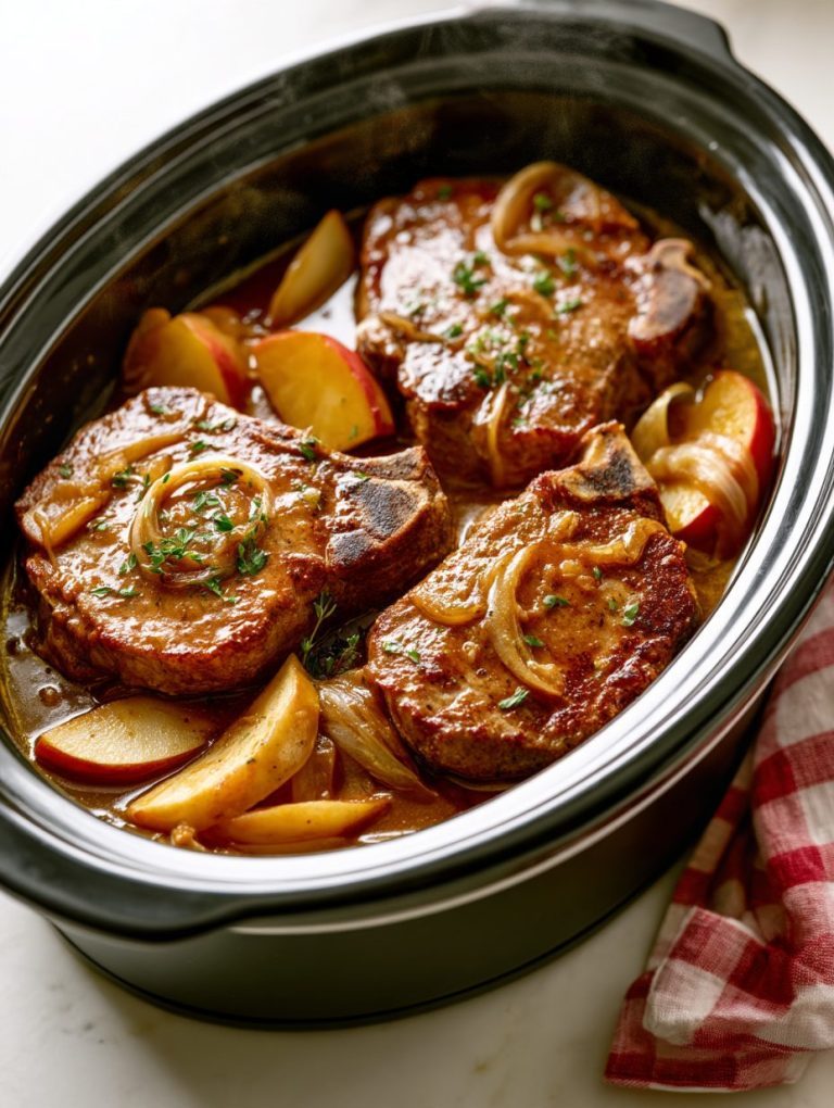Slow Cooker Apple Brown Sugar Pork Chops