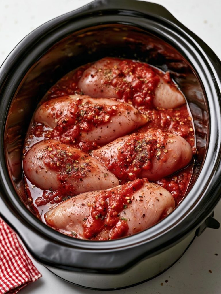 5-Ingredient Slow Cooker Chicken Parmesan Penne