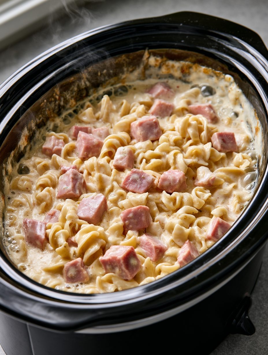 Slow Cooker 5-Ingredient Amish Cream of Chicken Ham Pasta 5 Slow Cooker 5-Ingredient Amish Cream of Chicken Ham Pasta