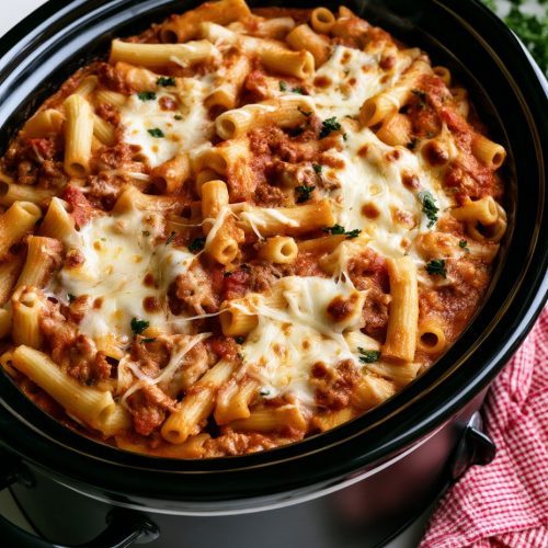 4-Ingredient Slow Cooker Baked Mostaccioli 6 4-Ingredient Slow Cooker Baked Mostaccioli