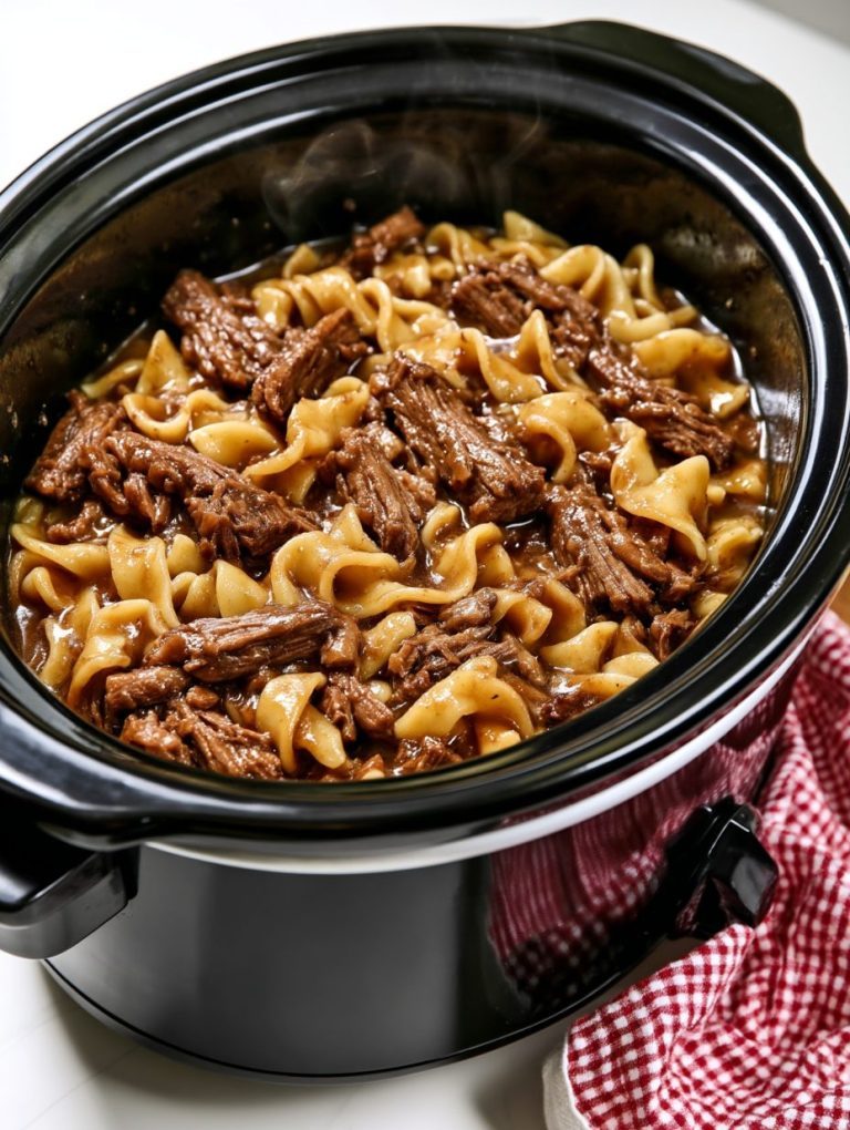 Slow Cooker 4-Ingredient Beef and Noodles