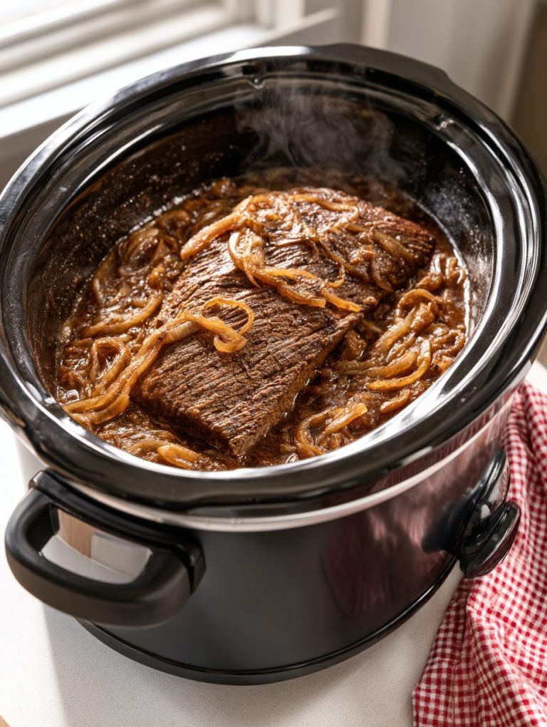 Slow Cooker 4-Ingredient Onion Beef Brisket