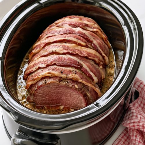 Slow Cooker Bacon Wrapped Sirloin Roast 6 Slow Cooker Bacon Wrapped Sirloin Roast