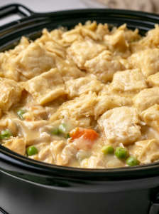 Slow Cooker 4-Ingredient Amish Chicken Pot Pie