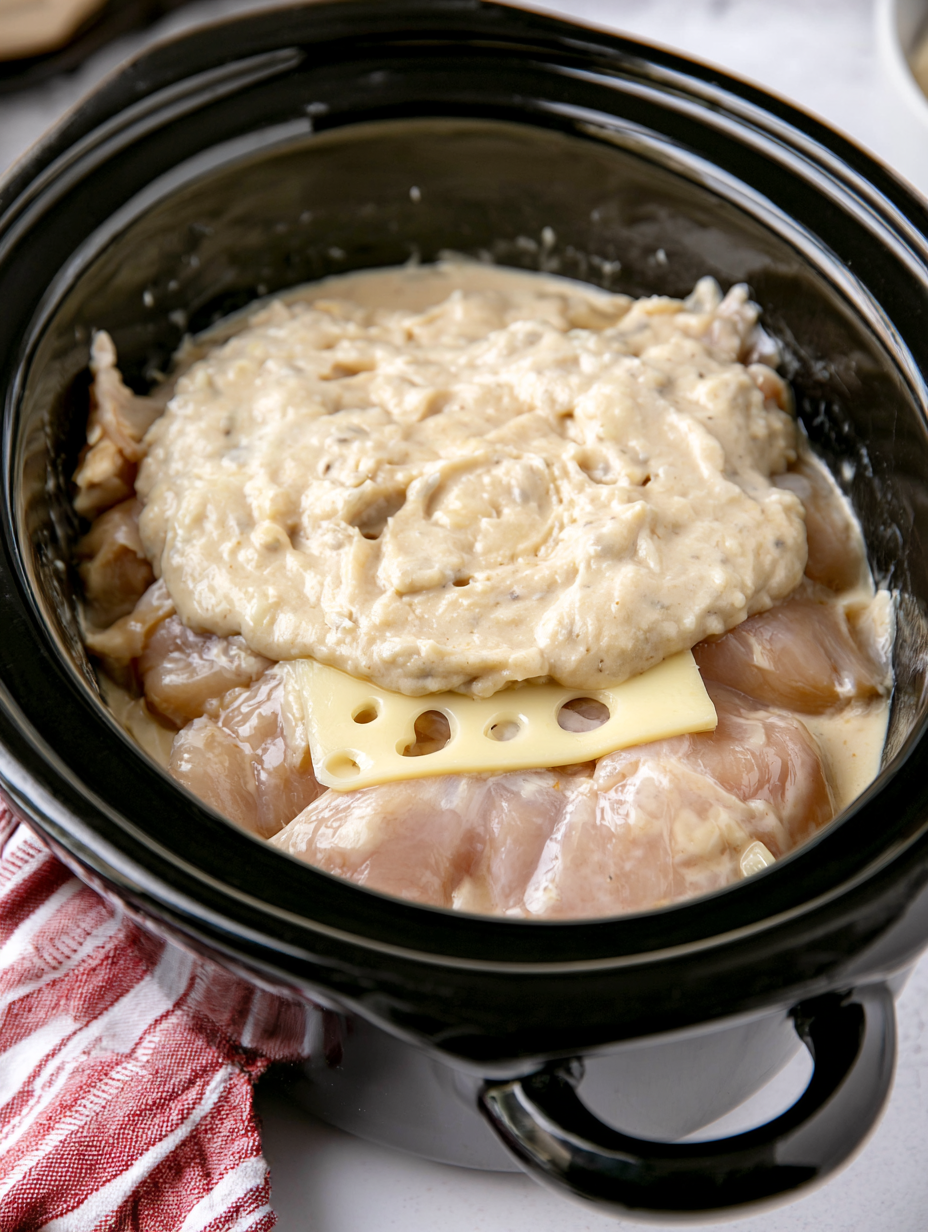 Slow Cooker 5-Ingredient Swiss Cheese Chicken 5 Slow Cooker 5-Ingredient Swiss Cheese Chicken