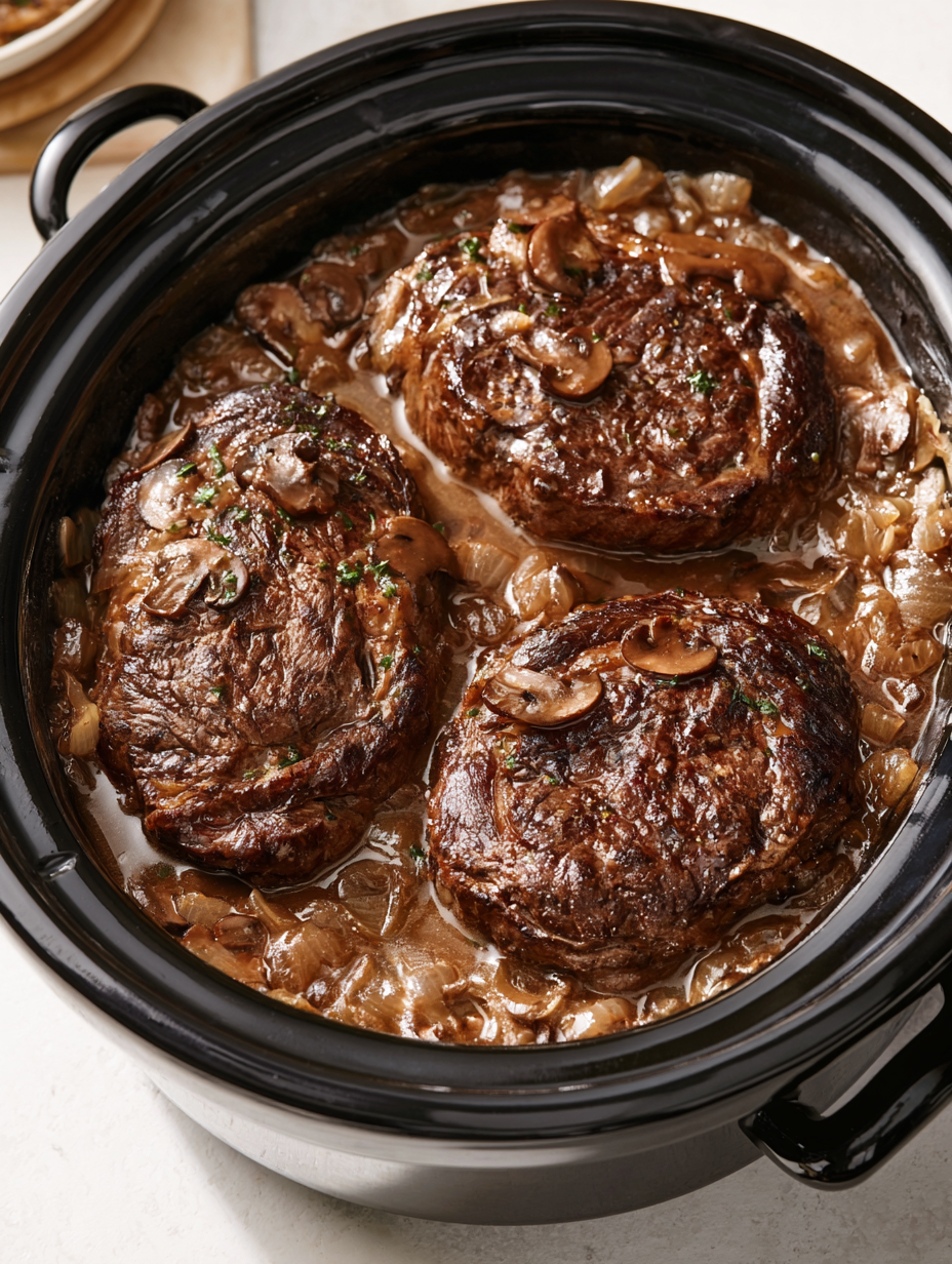 Slow Cooker Ribeye Steaks with Rich Gravy 5 Slow Cooker Ribeye Steaks with Rich Gravy