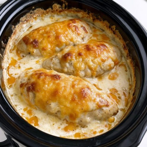 Slow Cooker 4-Ingredient Cheddar Baked Chicken