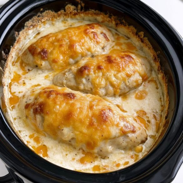 Slow Cooker 4-Ingredient Cheddar Baked Chicken