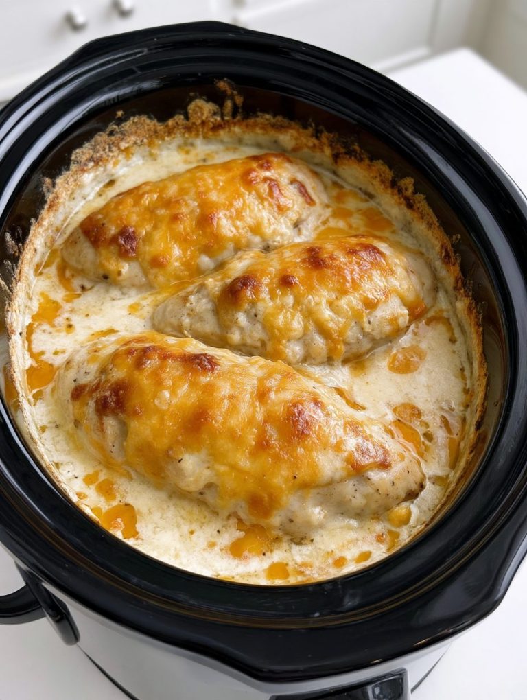 Slow Cooker 4-Ingredient Cheddar Baked Chicken