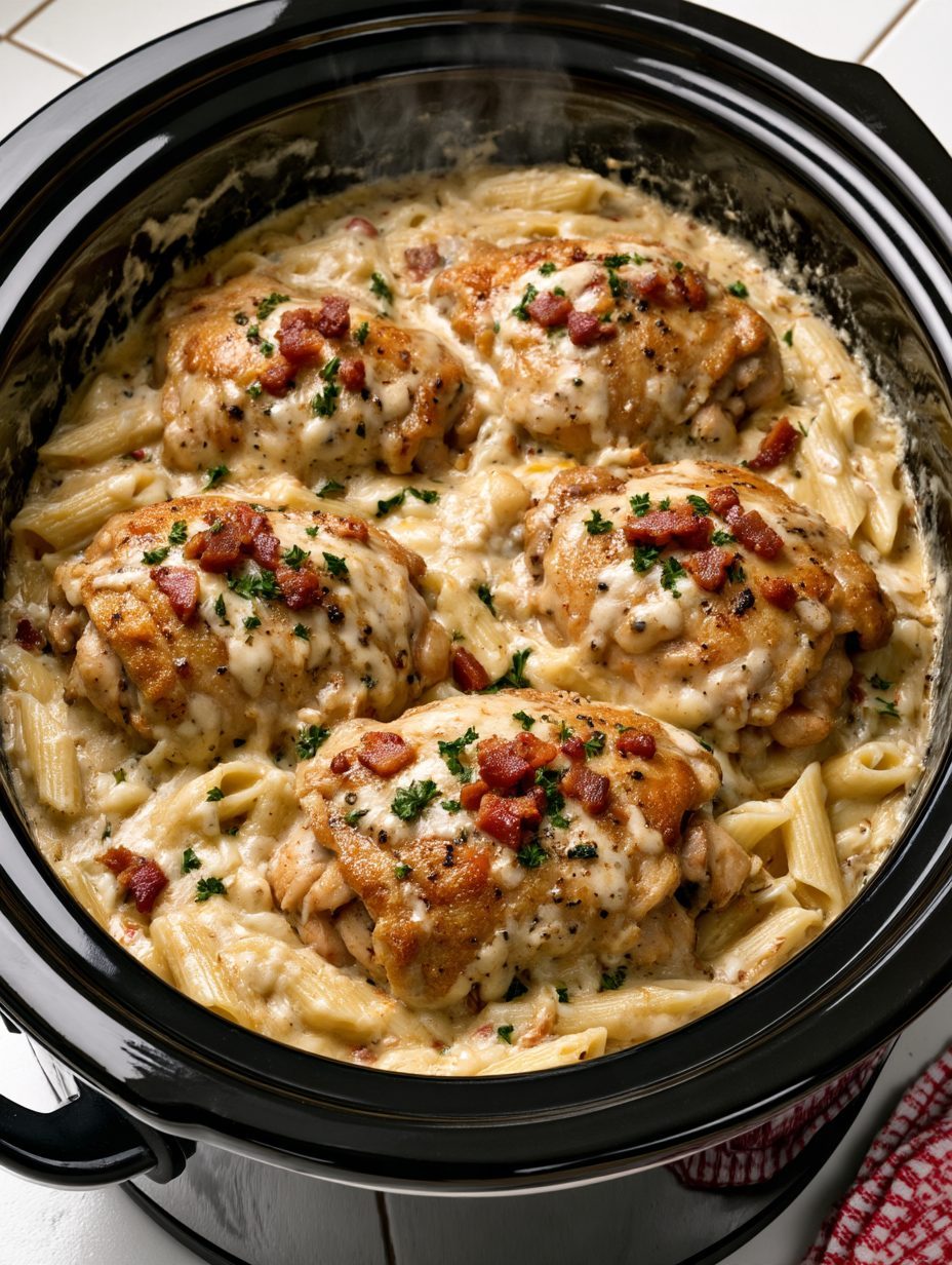 Slow Cooker 5-Ingredient Amish Ranch Chicken Pasta