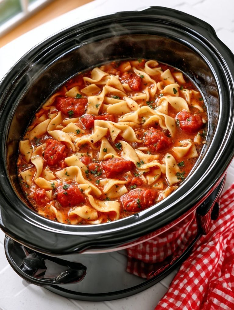 Slow Cooker Amish Tomato Noodle Soup