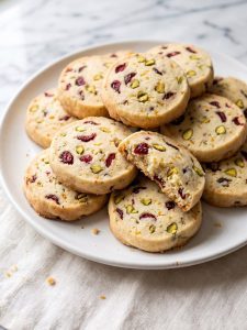 Cranberry Pistachio Shortbread Cookies