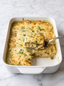 Green Chili Chicken Enchilada Casserole