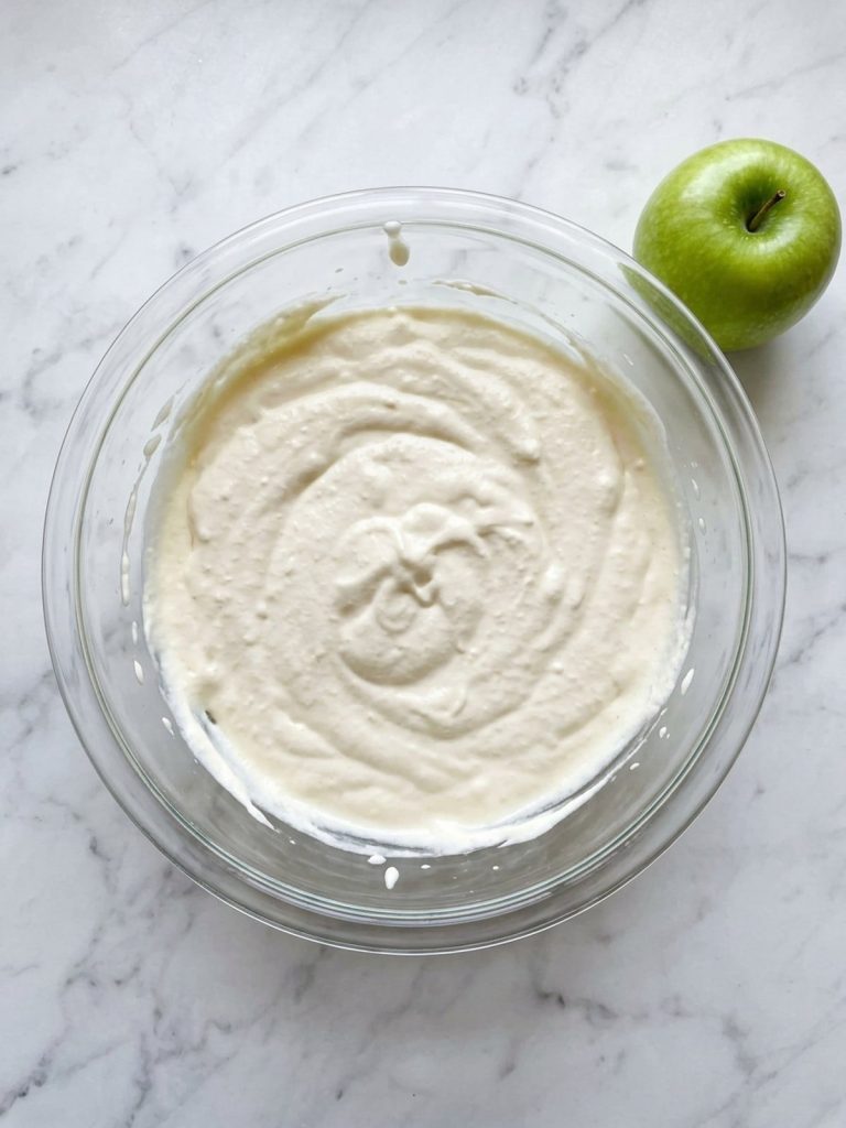Step 2: Smooth, fluffy vanilla coating after the whipped topping has been folded in.