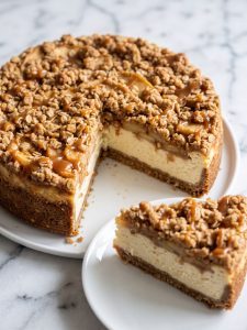 Caramel Apple Crisp Cheesecake