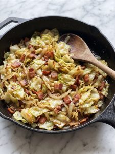 Fried Cabbage with Bacon, Onion, and Garlic