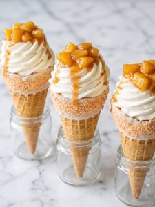 Peach Cobbler Cheesecake Cones