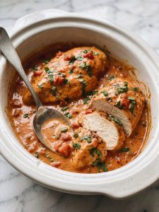 Slow Cooker Creamy Tomato Basil Chicken