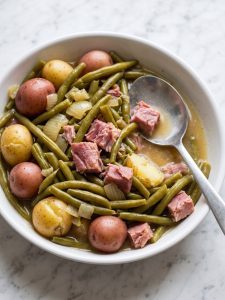Slow Cooker Green Beans, Ham and Potatoes