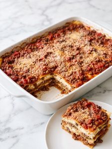 Three Cheese Beef Lasagna
